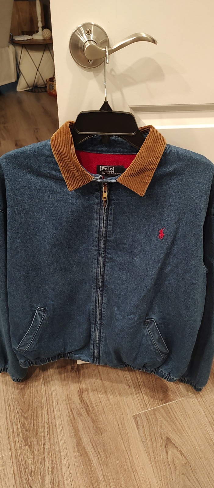 Vtg Polo Ralph Lauren Denim Corduroy Collar Bomber Full Zip Jacket Sz M Blue USA Vtg Polo Ralph Lauren Denim Corduroy Collar Bomber Full Zip Jacket Sz M Blue USA