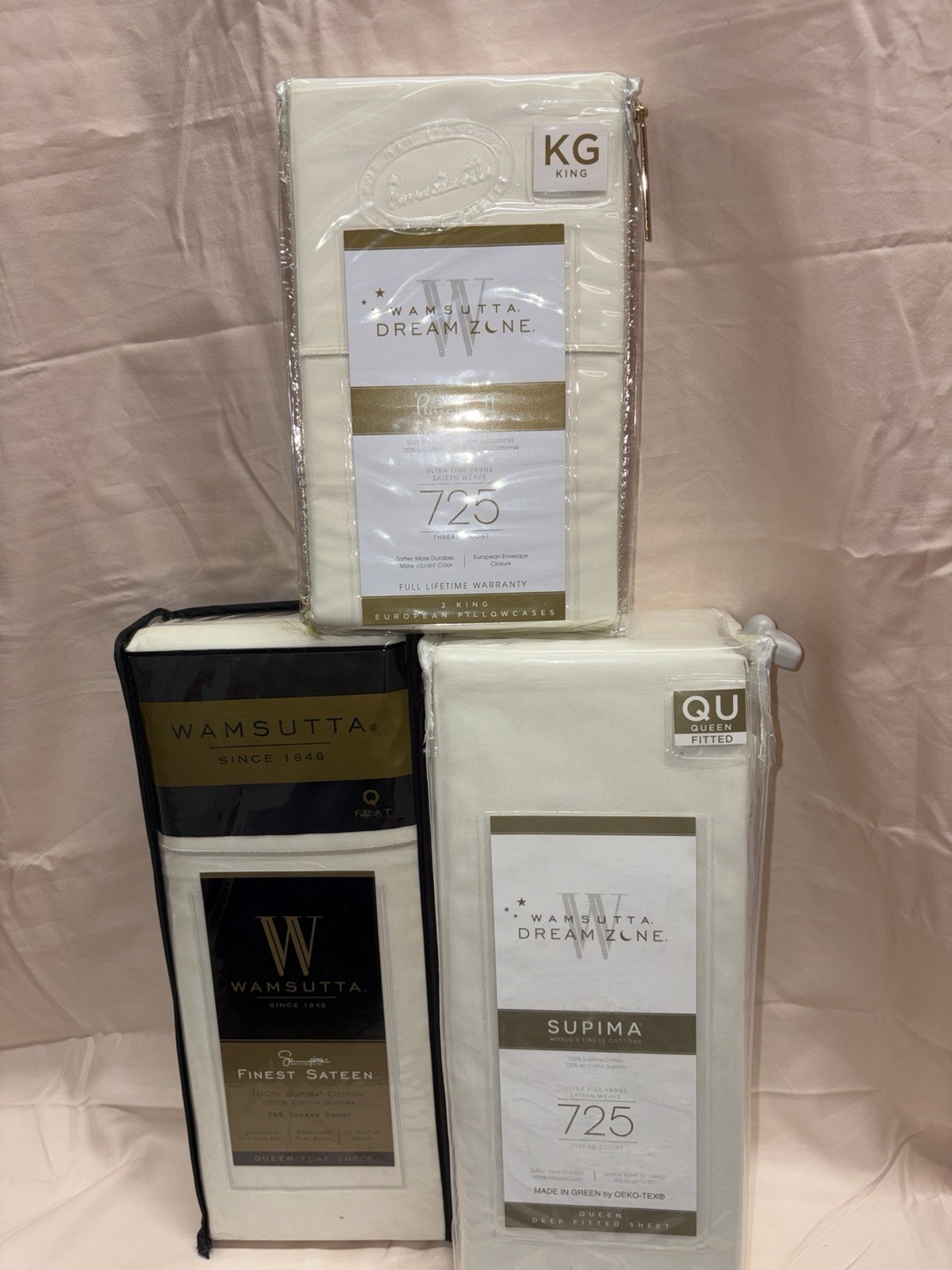 BNWT RARE WAMSUTTA DREAM ZONE 725 THREAD COUNT QUEEN SHEET SET IN IVORY
