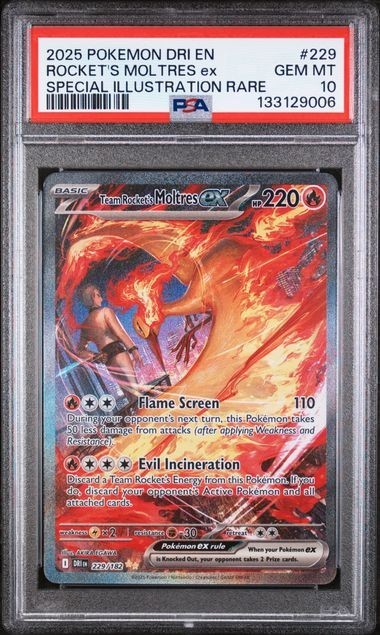 PSA 10 - Team Rocket's Moltres ex 229/182 Sv10: Destined Rivals Holo