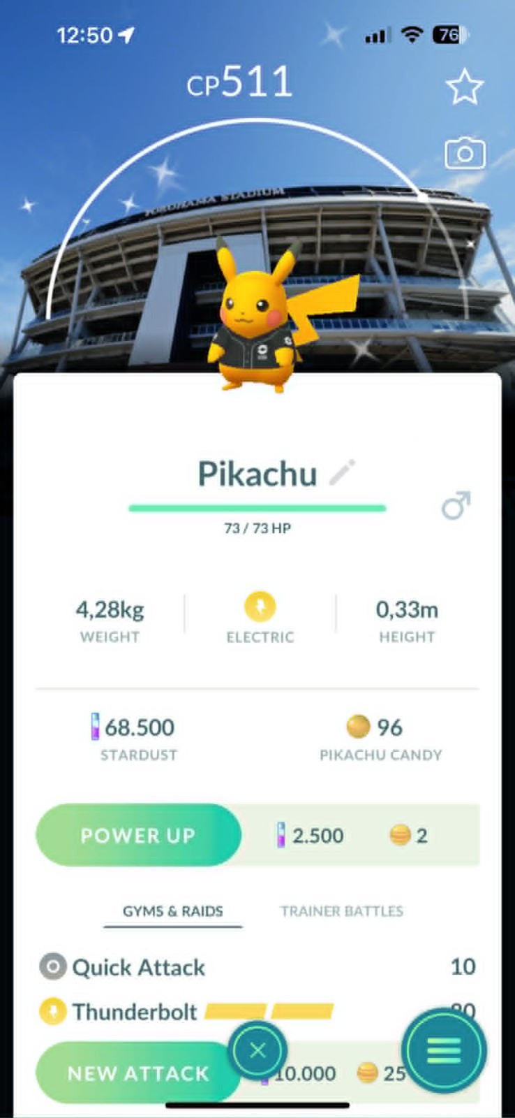 Pokémon PTC Go - Shiny Pikachu Baseball Shirf Yokohama DeNA BayStars Background✨