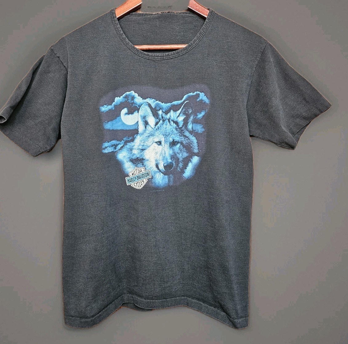Vtg 1993 Harley Davidson Wolf Shirt Mens Medium Single Stitch Moon Biker Retro