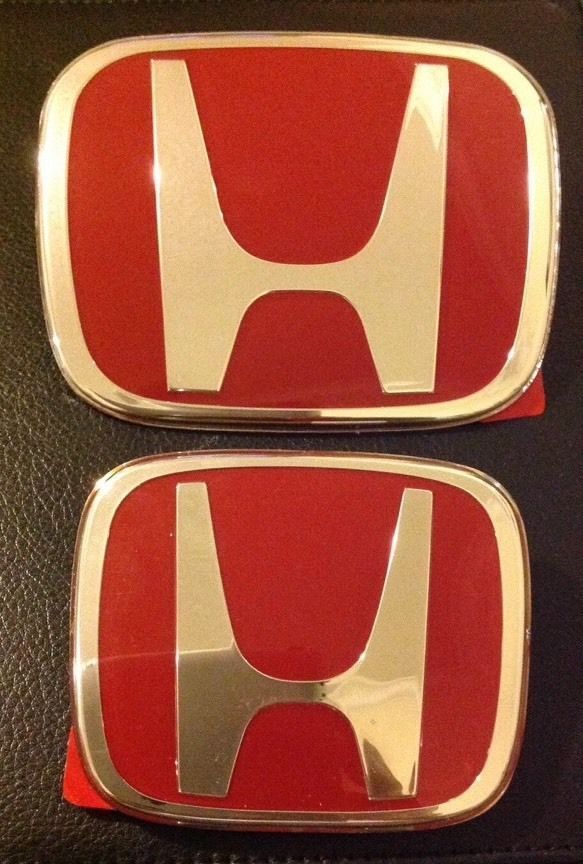 HONDA RED H JDM EMBLEMS 2PCS BADGE  CIVIC 2DR COUPE DX EX LX SI Front & Rear 3M