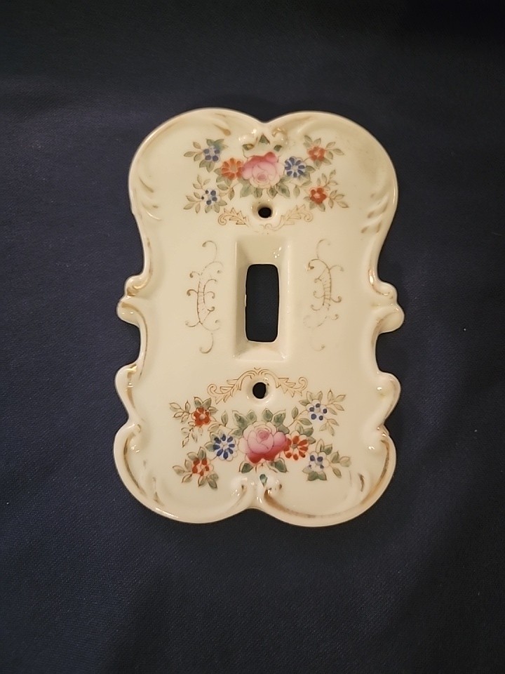 Vintage Porcelain Light Switch Cover Original ARNART Creation Japan Floral Vintage Porcelain Light Switch Cover Original ARNART Creation Japan Floral
