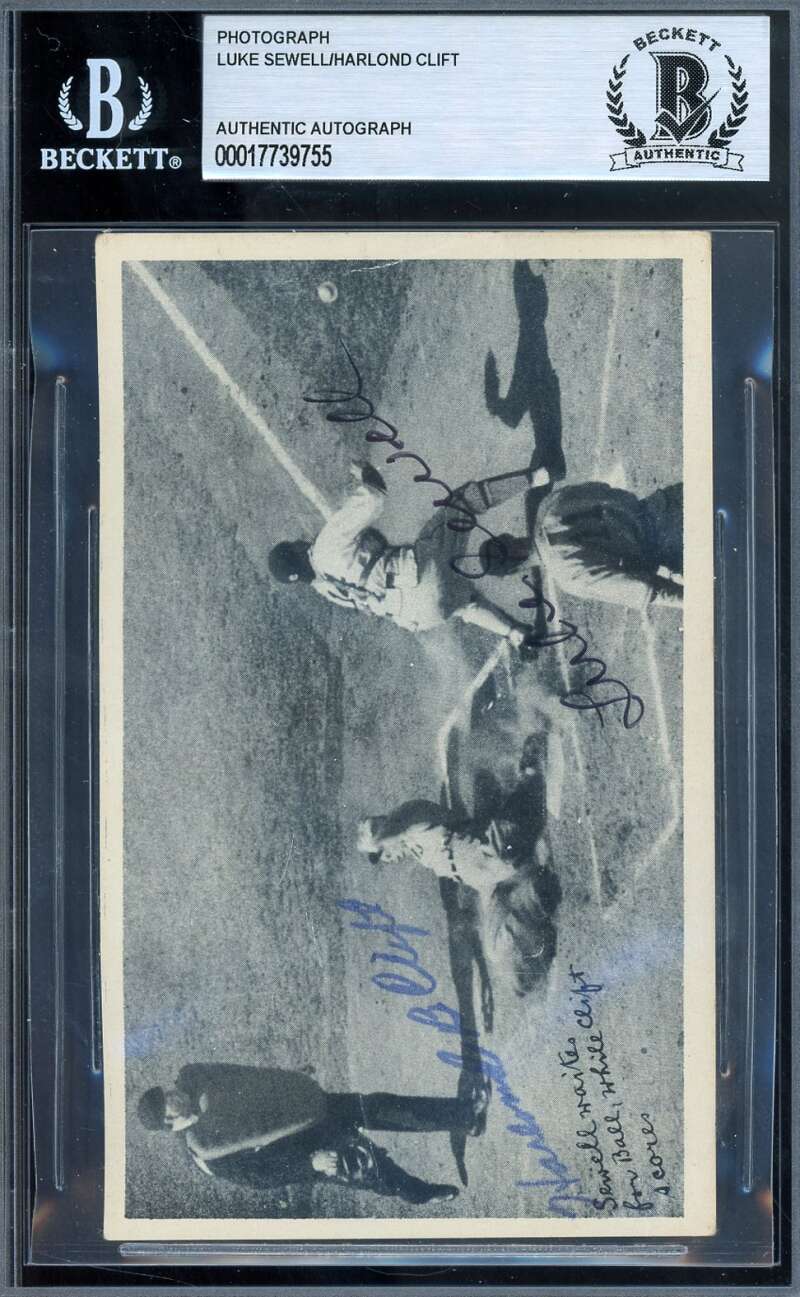 Luke Sewell Harlond Clift Beckett BAS Signed 1936 National Chicle Fine Pen Autog Luke Sewell Harlond Clift Beckett BAS Signed 1936 National Chicle Fine Pen Autog