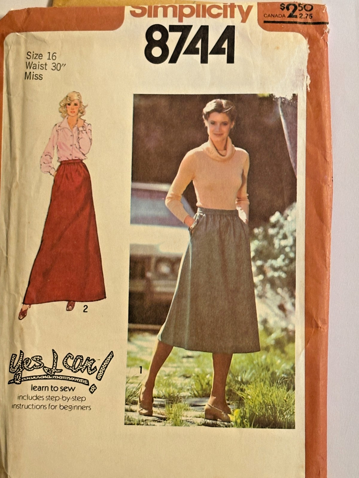 Simplicity 8744 New Uncut Misses Size 16 Skirts Sewing Pattern