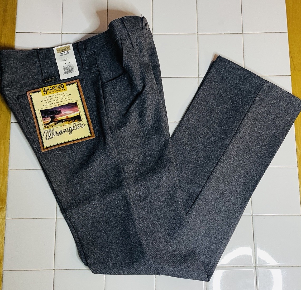 NWT Men's Wrangler® Wrancher Heather Gray 82HG Polyester Pants Multi Size