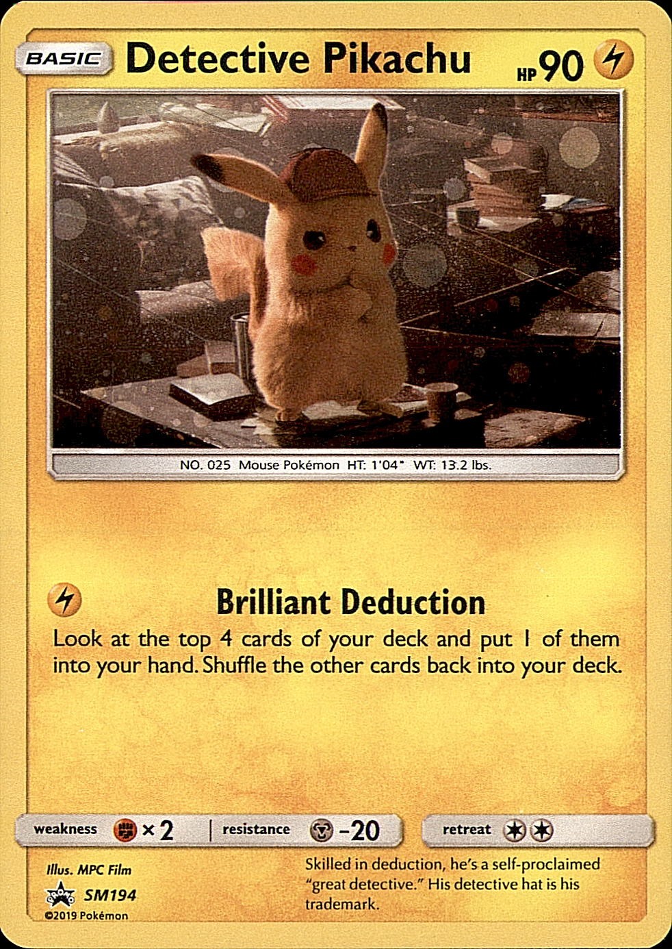 Detective Pikachu - SM194 Holo Promo Sun & Moon Promo Pokemon Moderately Played Detective Pikachu - SM194 Holo Promo Sun & Moon Promo Pokemon Moderately Played