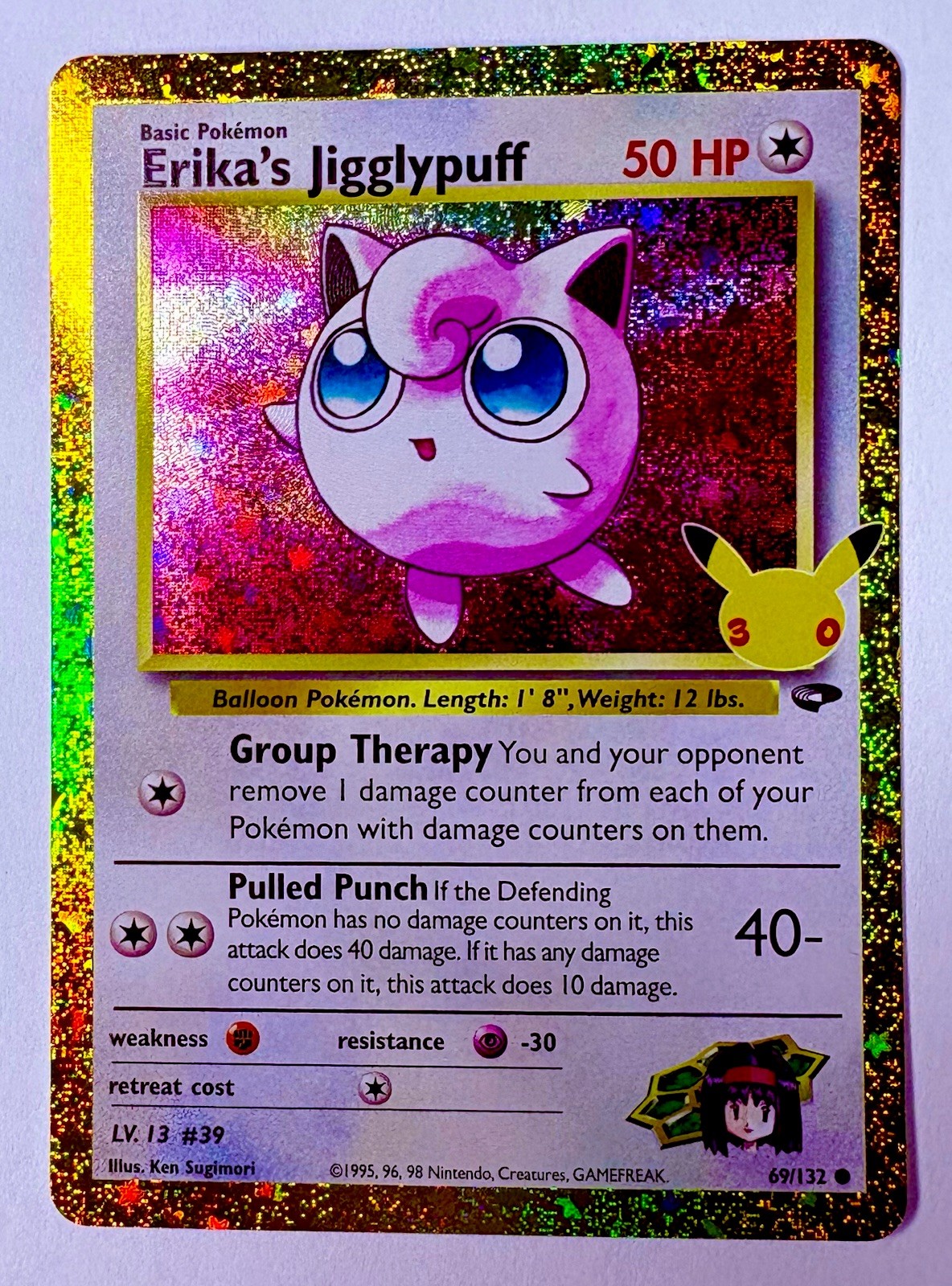 Erika\'s Jigglypuff 69/132 30th Anniversary Classic Collection Gold Border NM