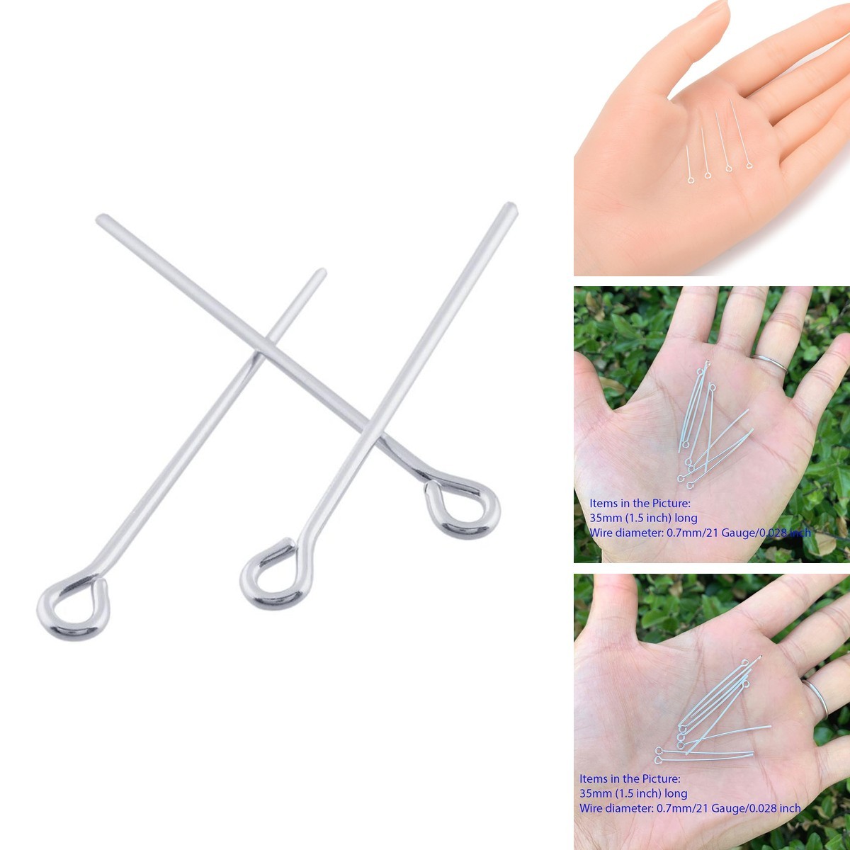 50pcs Adabele Real Sterling Silver Eye Pins 30mm/1.2 Inch, 0.7mm/21 Gauge SS416 50pcs Adabele Real Sterling Silver Eye Pins 30mm/1.2 Inch, 0.7mm/21 Gauge SS416
