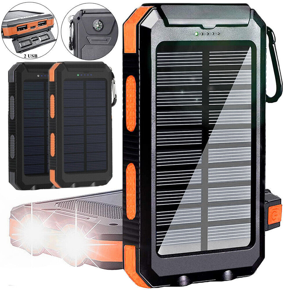 2025 Super 10000000mAh Dual USB Portable Charger Solar Power Bank for Cell Phone