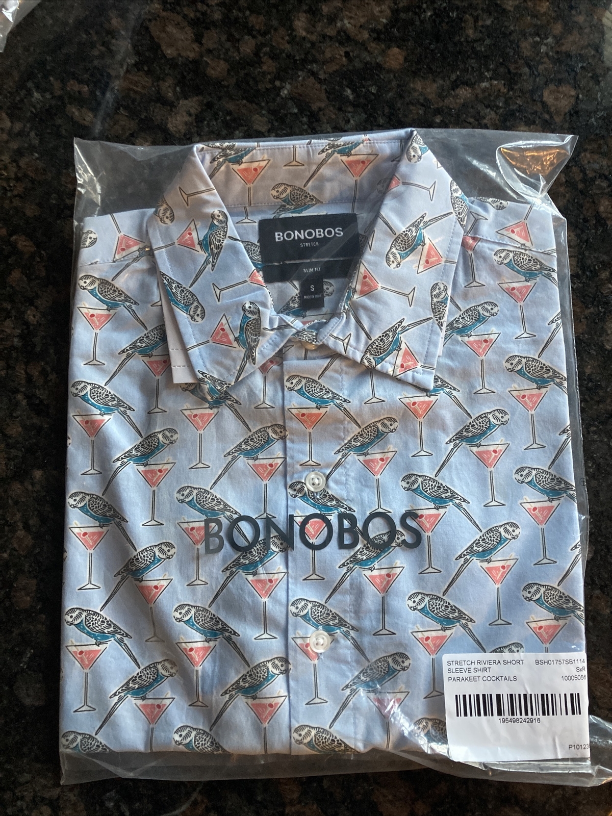 Bonobos Stretch Riviera Short Sleeve Shirt Parakeet SxR Small Slim Fit NWT D1- Bonobos Stretch Riviera Short Sleeve Shirt Parakeet SxR Small Slim Fit NWT D1-