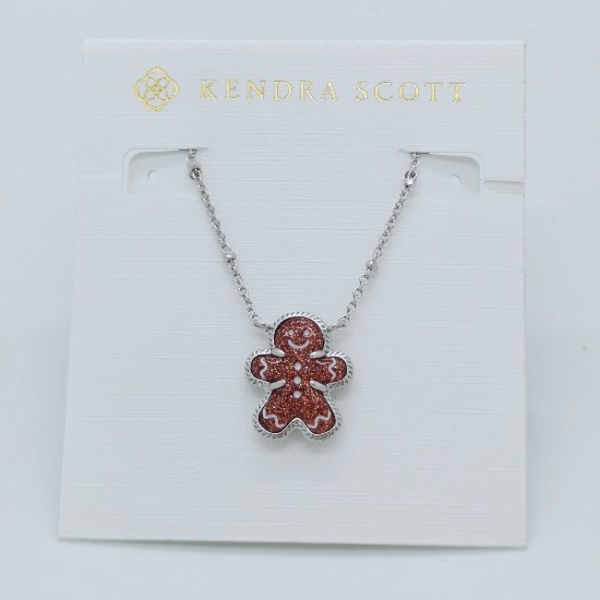 New Kendra Scott Gingerbread Silver Short Pendant Necklace