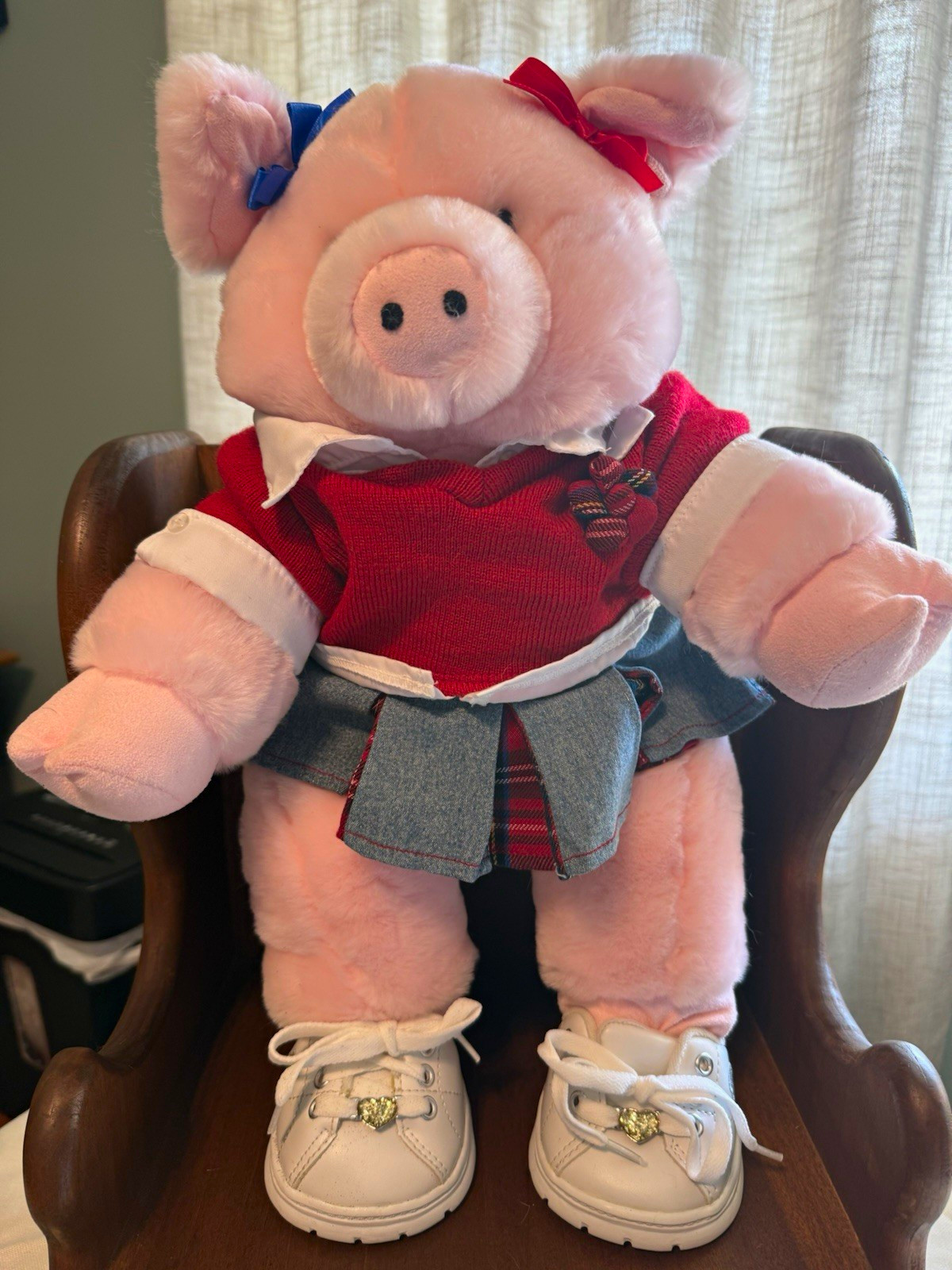 Vintage 2003 Build A Bear Pudgie Pig Pink Plush Outfit Skechers Shoes Retired