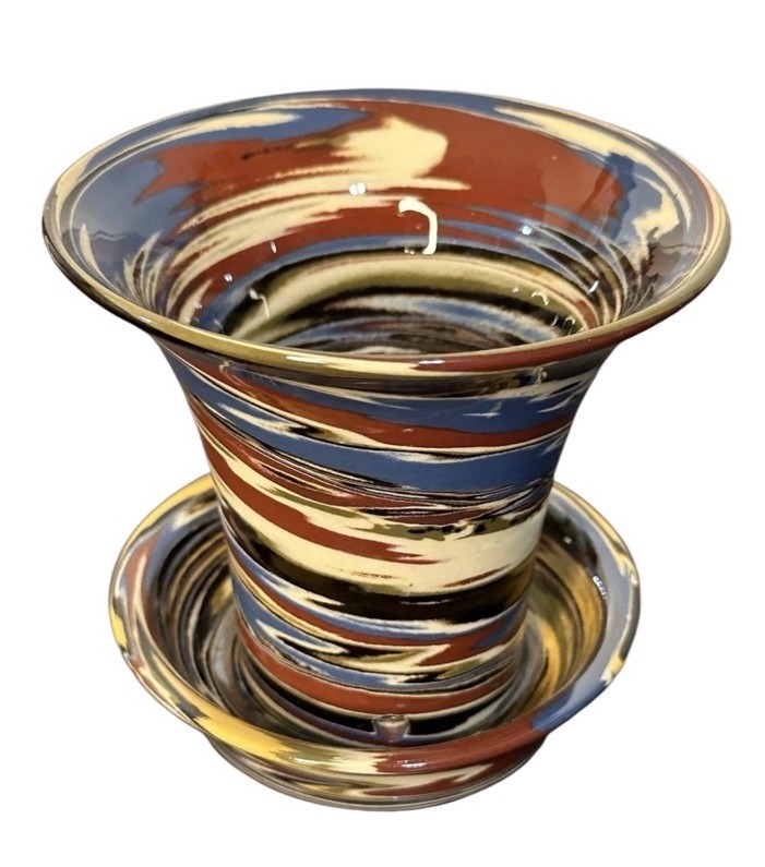 Desert Sands Mission Swirl Planter Built-In Saucer MCM Nevada