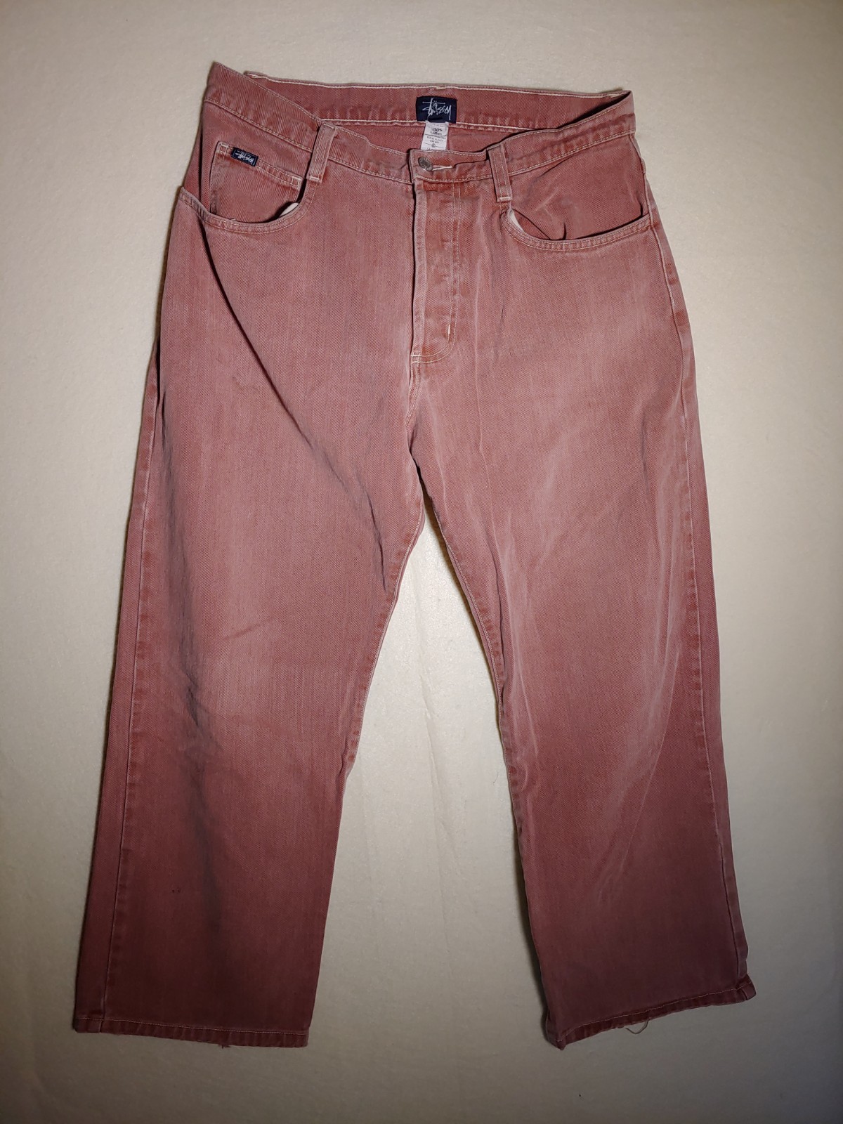 VTG OG Stussy Big Ol Jeans Peach Denim Skate \