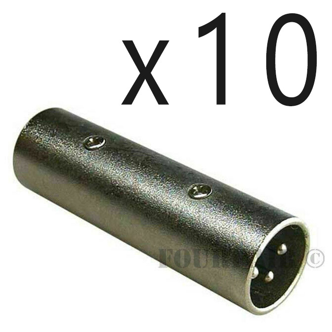 10 Pack 3-Pin XLR Male to Male Plug Coupler Gender Changer Audio Mic DJ Adapter