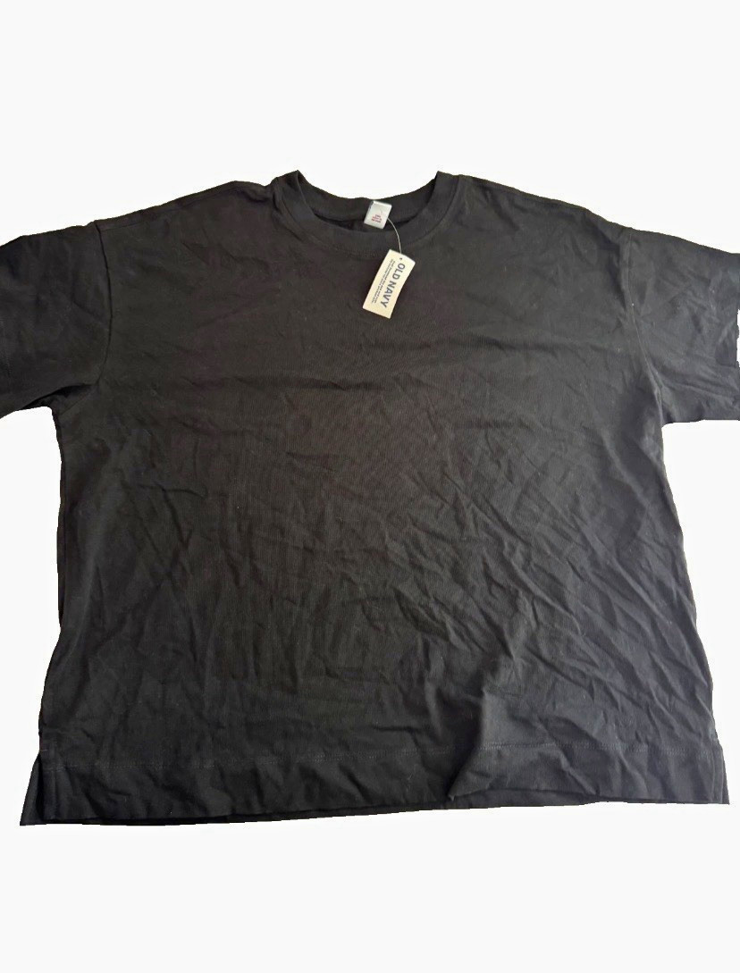 Women\'s Vintage Crew Neck T-Shirt Black Loose Fit.
