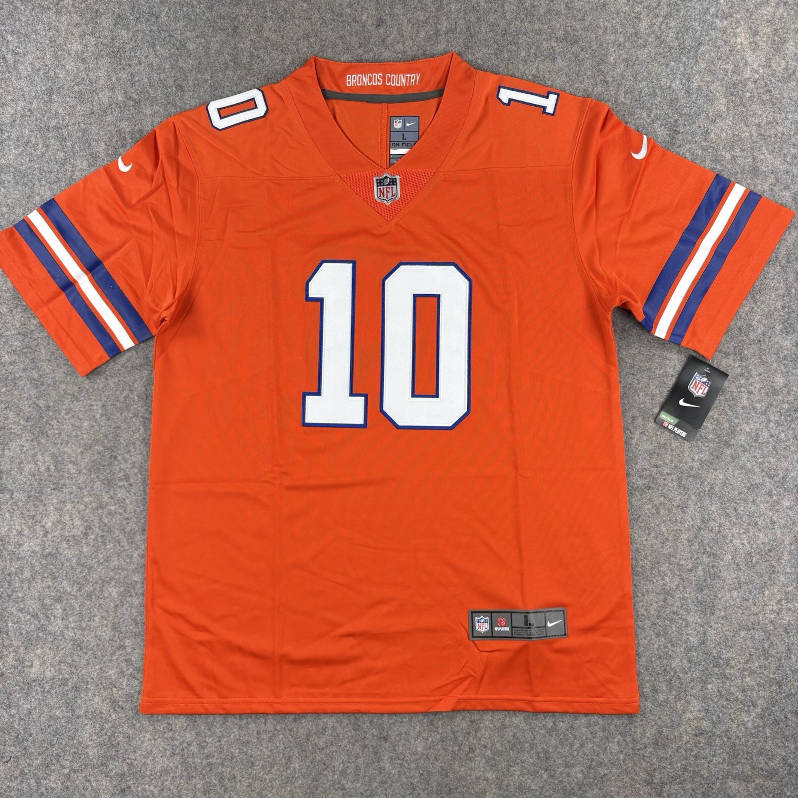 Denver Broncos Bo Nix Jersey Mens Large Orange Throwback 10 Stitched Patch NEW
