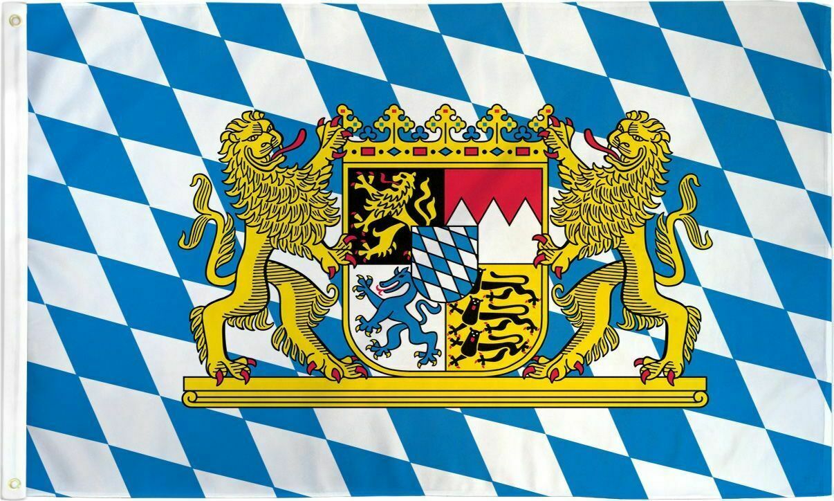 3x5FT Flag Oktoberfest Bavarian Check Flag with Lion German Bavaria Beer Bar