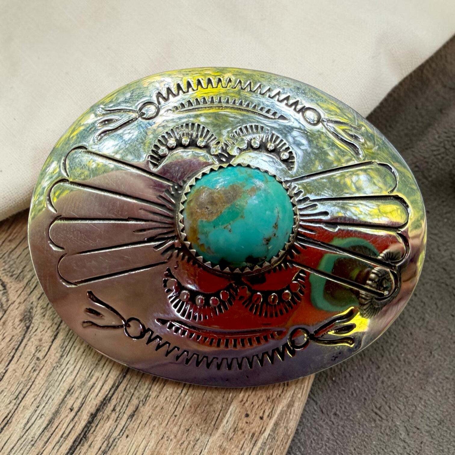 Navajo Handmade Royston Turquoise Buckle – Joan Begay