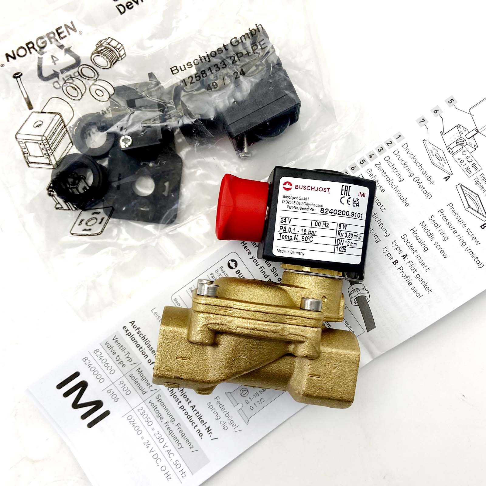 1Pc Brass Indirect Acting Solenoid Valve G1/2 for NORGREN 8240200.9101.02400 1Pc Brass Indirect Acting Solenoid Valve G1/2 for NORGREN 8240200.9101.02400