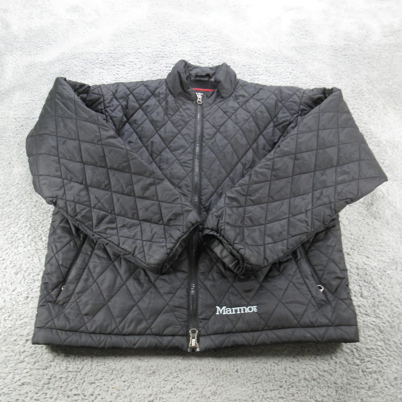 Marmot Jacket Mens Medium Black Quilted Insulated Full Zip Made USA Outdoor