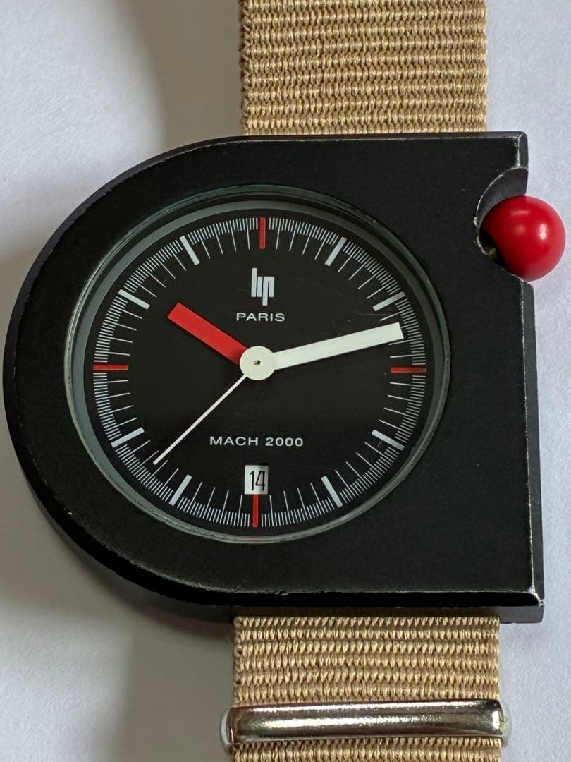 LIP Mach 2000 Mens Quartz Watch Working with Military Strap
