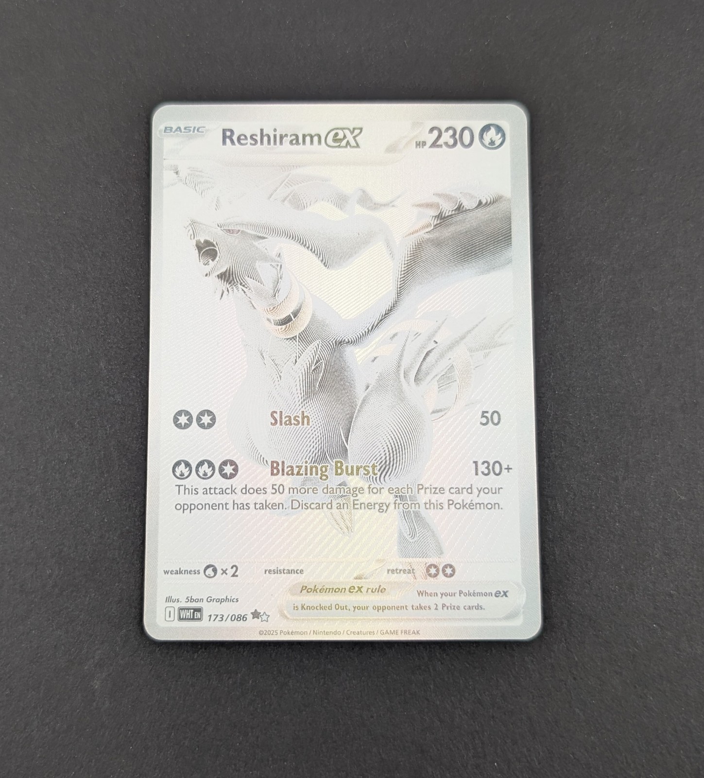 Reshiram ex 173/086 Sv: White Flare Full Art SIR English BWR NM Reshiram ex 173/086 Sv: White Flare Full Art SIR English BWR NM