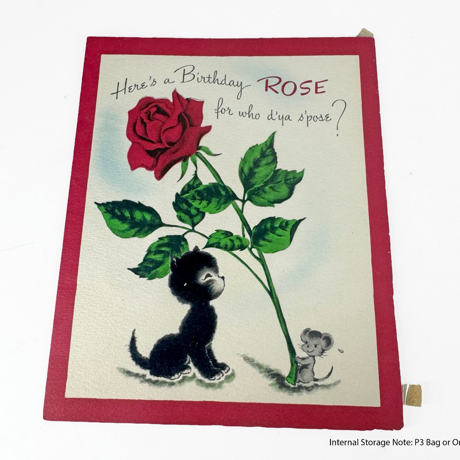 Vintage Norcross Birthday Card Kitten Cat Mouse Rose Anthropomorphic 50\'s Retro Vintage Norcross Birthday Card Kitten Cat Mouse Rose Anthropomorphic 50\'s Retro
