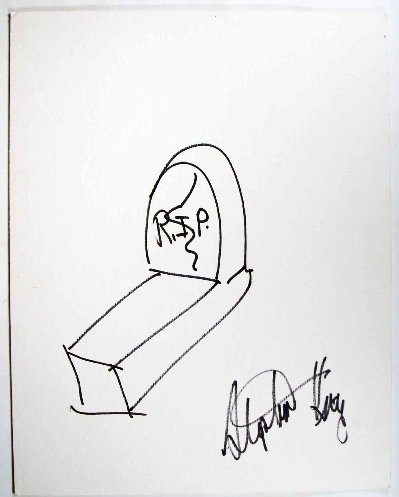 Stephen King. RIP: Original drawing. SIGNED lower right, with COA Stephen King. RIP: Original drawing. SIGNED lower right, with COA