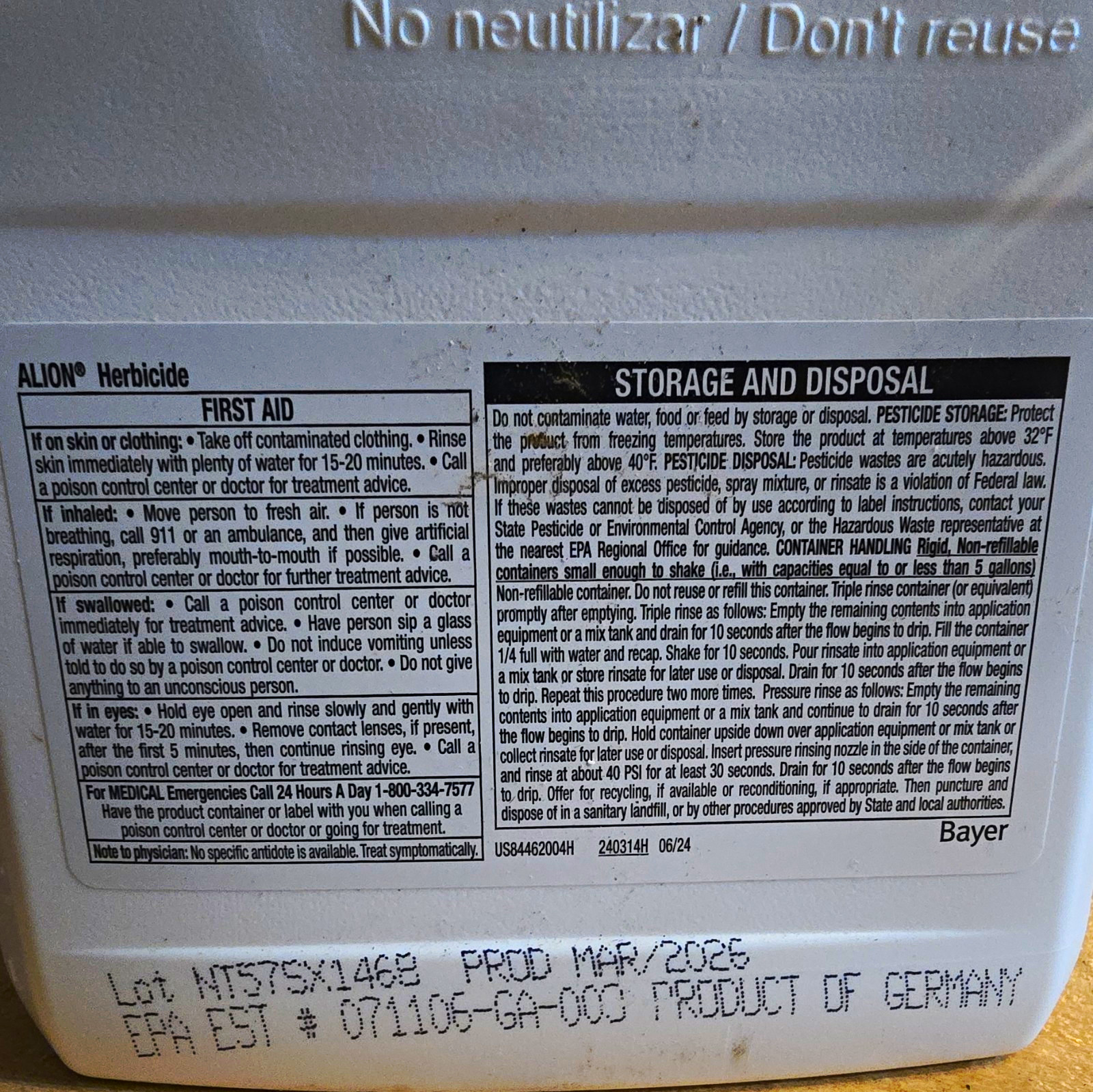 Bayer Alion 264-1106 1 Qart Herbicide Bayer Alion 264-1106 1 Qart Herbicide
