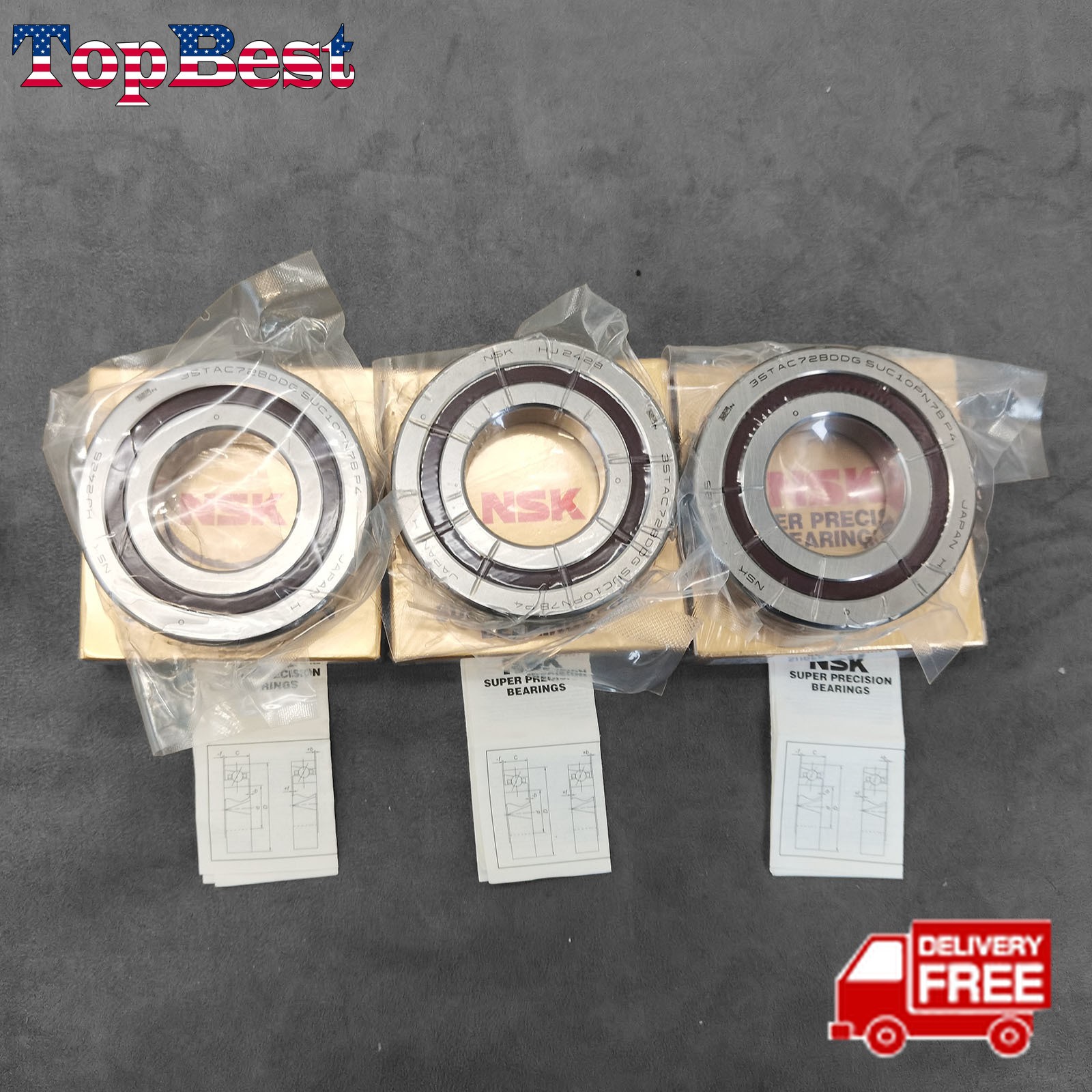 New Abec-7 Precision Ball Screw Bearings 35TAC72BSUC10PN7BP4 for NSK Set of 3