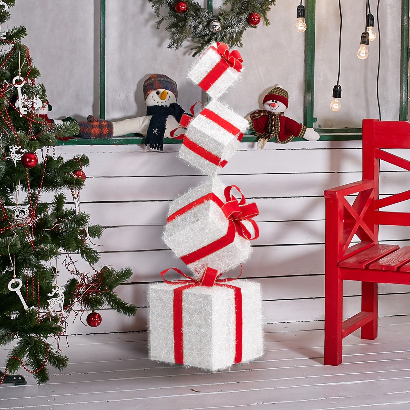 4 PCS Christmas Lighted Gift Boxes Decoration for Indoor Outdoor Holiday Decor