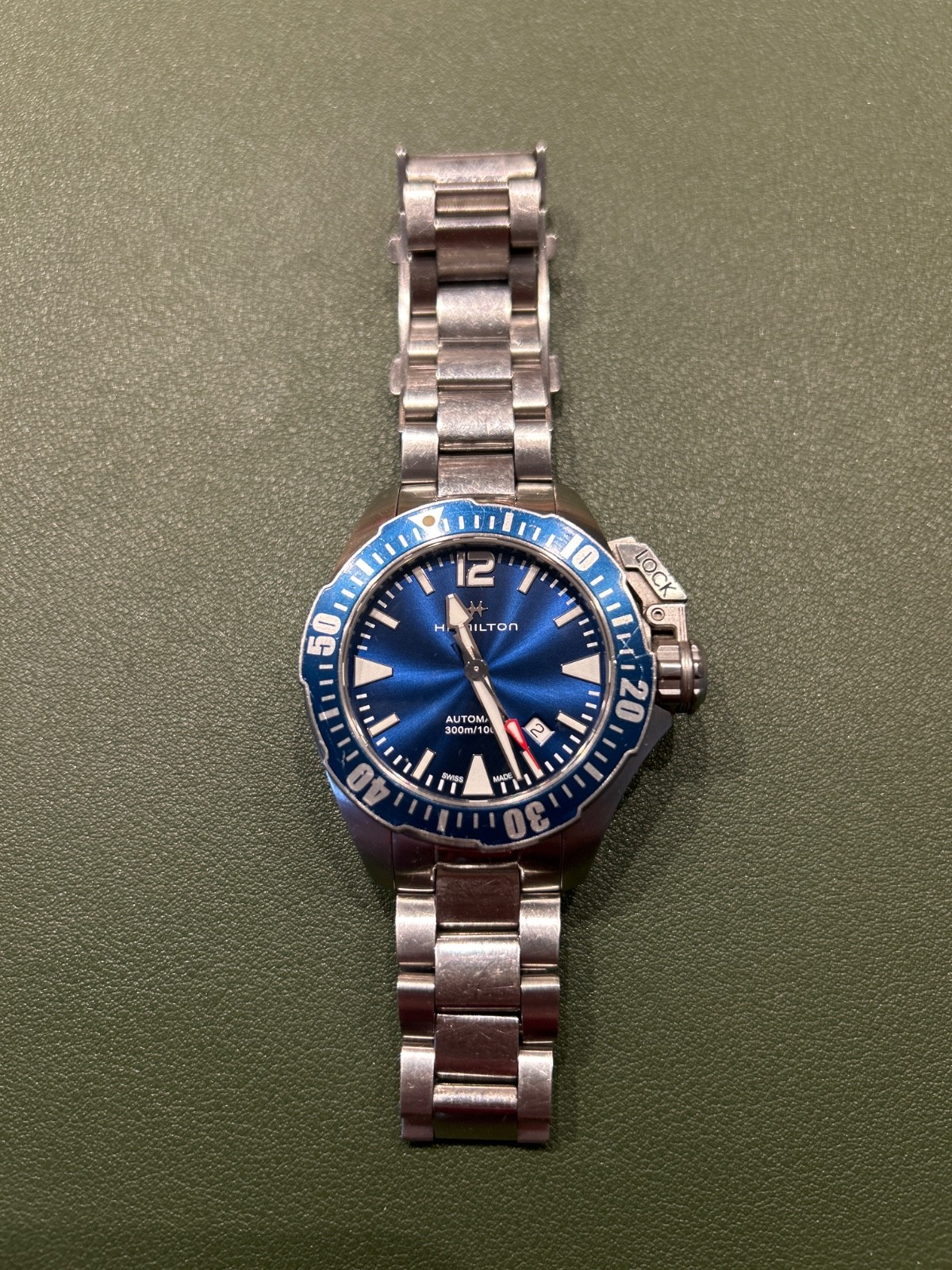 Hamilton Khaki Navy Blue Men\'s Watch with Silver Stainless steel Band -...