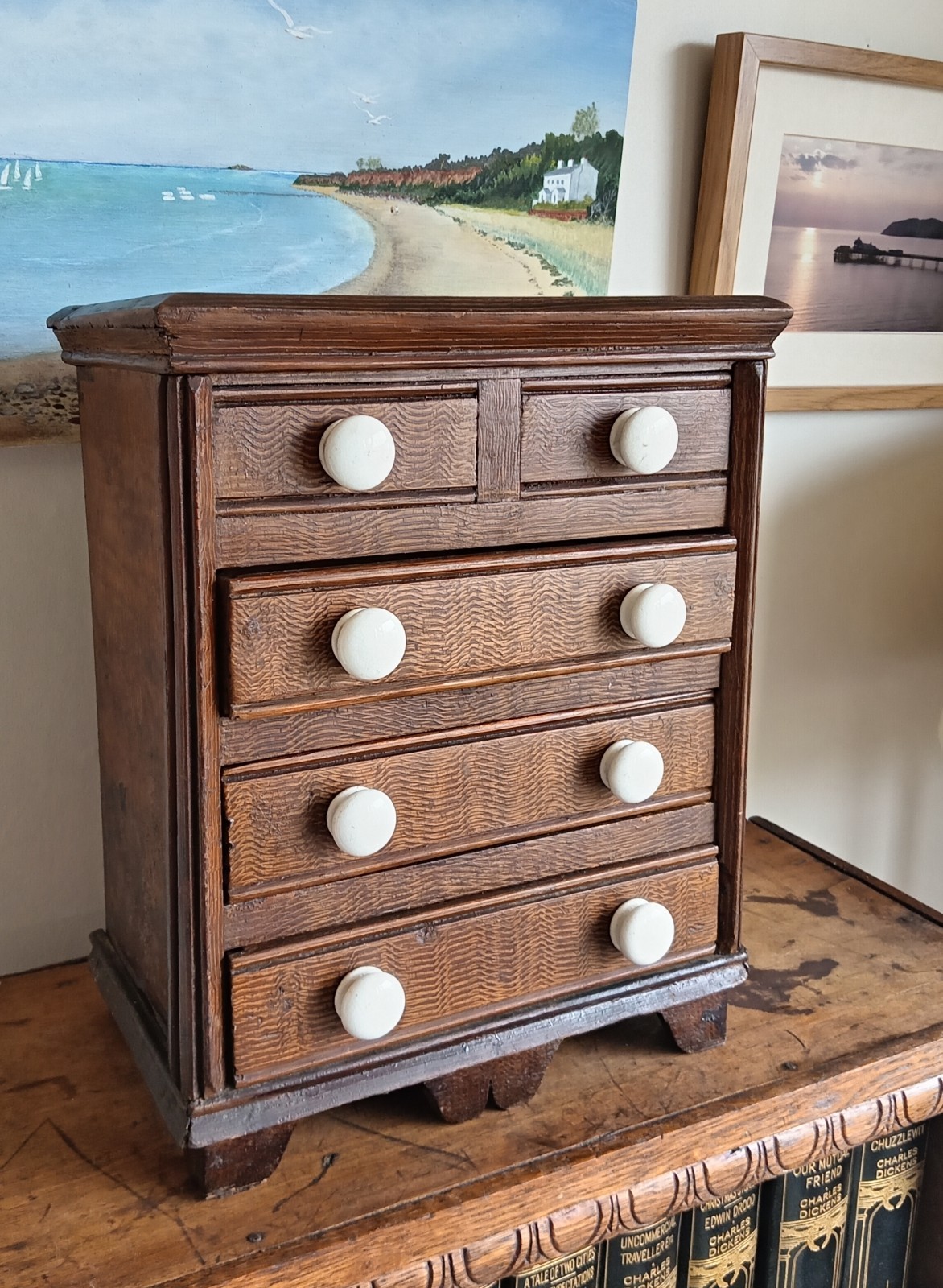 Rare Victorian Scrumbled Apprentice Piece Miniature Chest of Drawers Rare Victorian Scrumbled Apprentice Piece Miniature Chest of Drawers