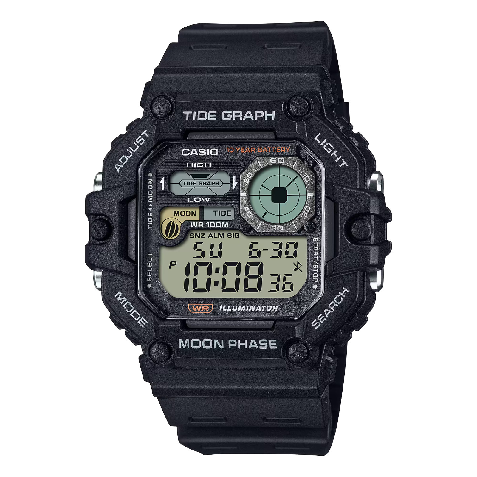 Casio WS-1700H-1AV, Tide Graph/Moon Phase Resin Watch, 3 Alarms, 10 Year Battery Casio WS-1700H-1AV, Tide Graph/Moon Phase Resin Watch, 3 Alarms, 10 Year Battery