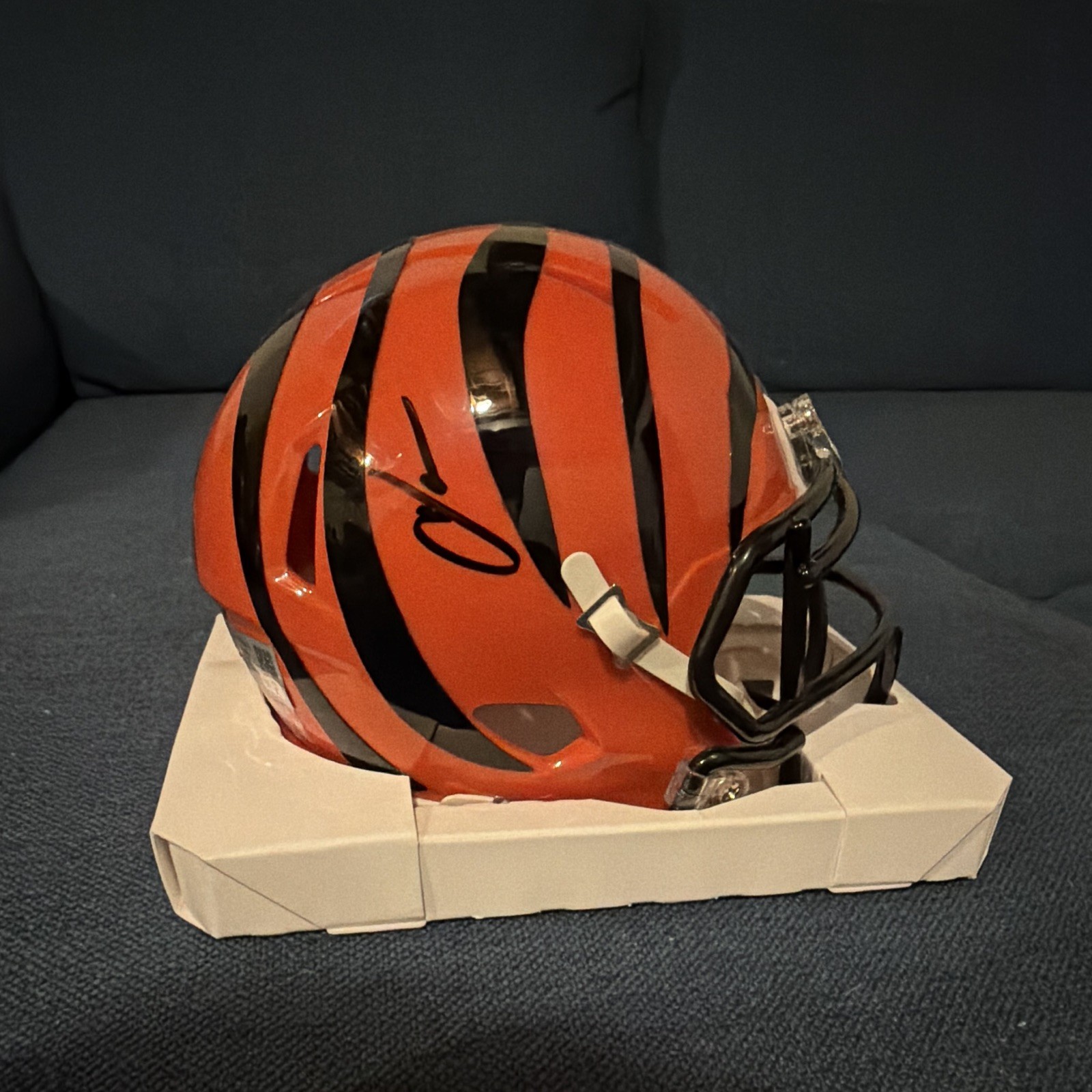 Cincinnati Bengals Orange/Black Striped Signed Football Helmet Original Cincinnati Bengals Orange/Black Striped Signed Football Helmet Original