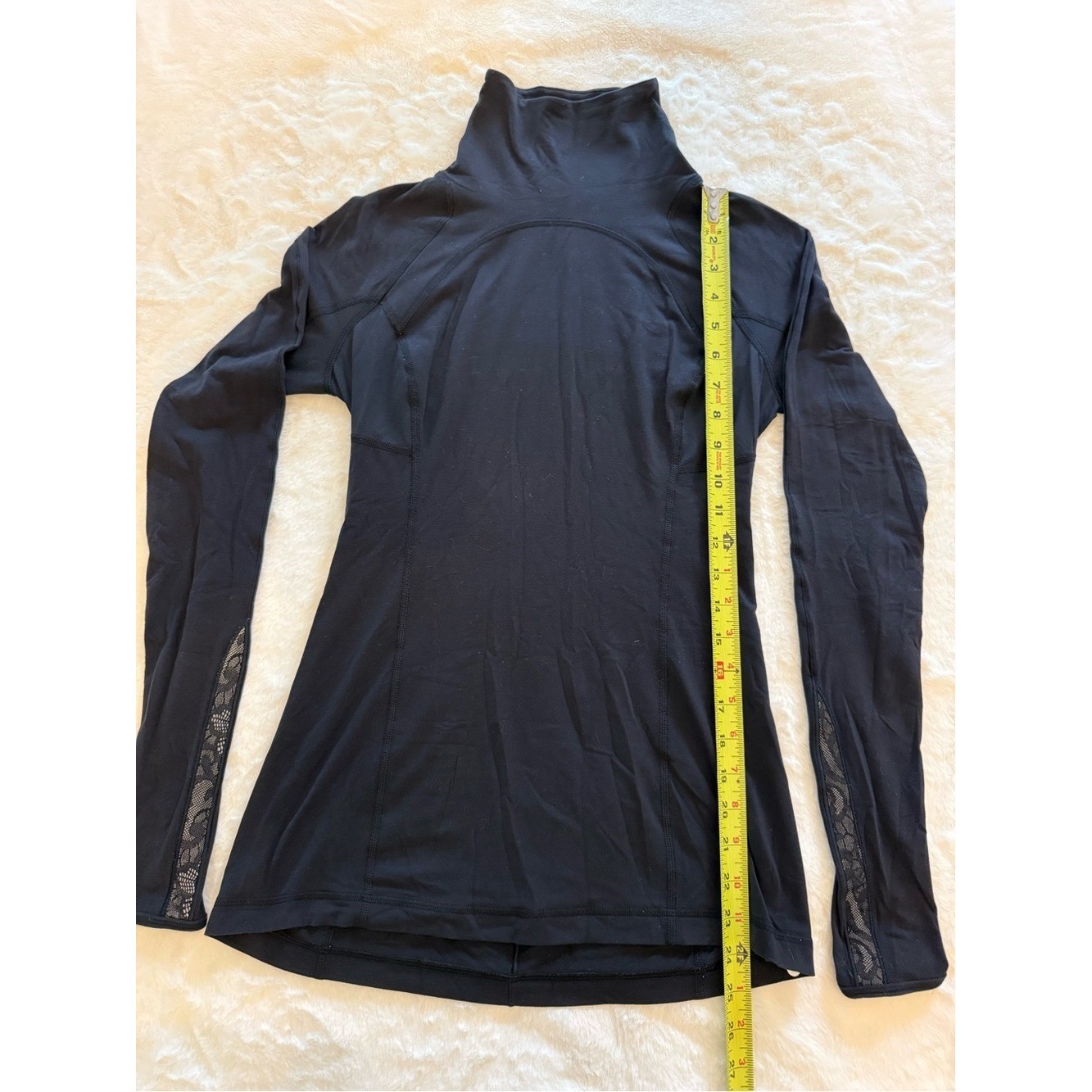 Lululemon Athletica Black Long Sleeve Funnel Neck Mesh Panel Top Size 6