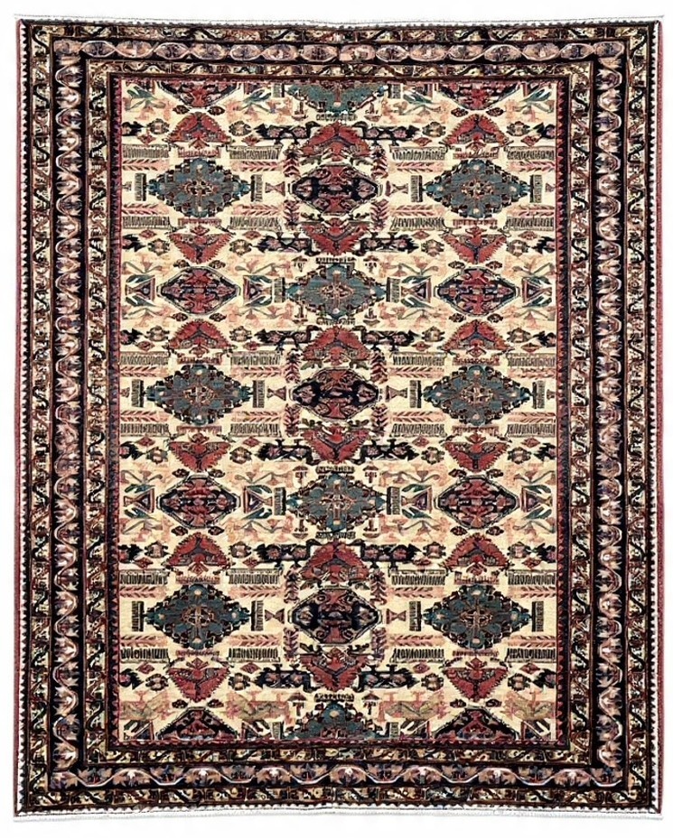 Antique Vintage Ardebil 6x9 Tribal Geometric Hand Knotted Wool Rug Oriental Boho