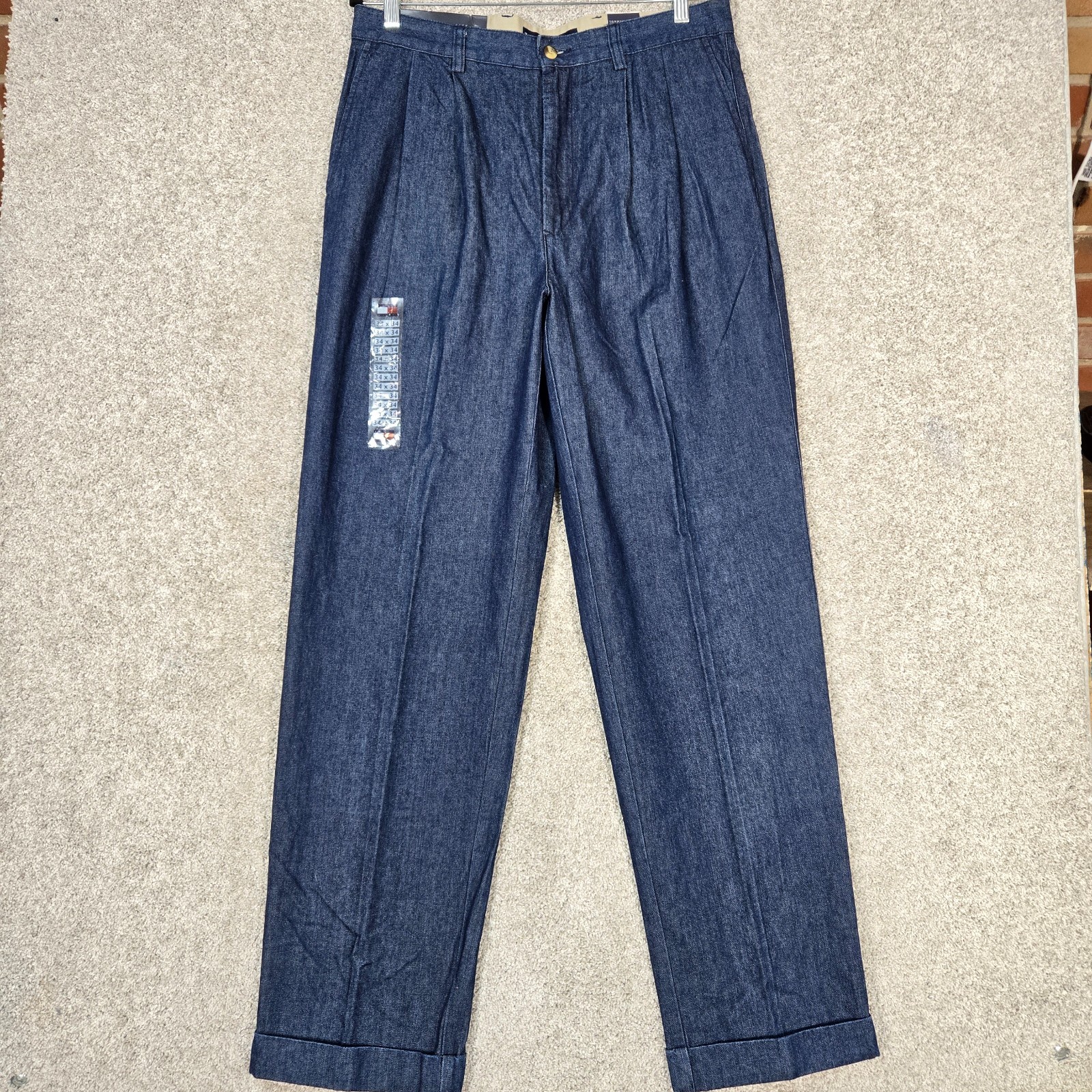 Vintage Tommy Hilfiger Jeans Men 34x34 Blue Y2K Relaxed Pleated NEW DEADSTOCK Vintage Tommy Hilfiger Jeans Men 34x34 Blue Y2K Relaxed Pleated NEW DEADSTOCK