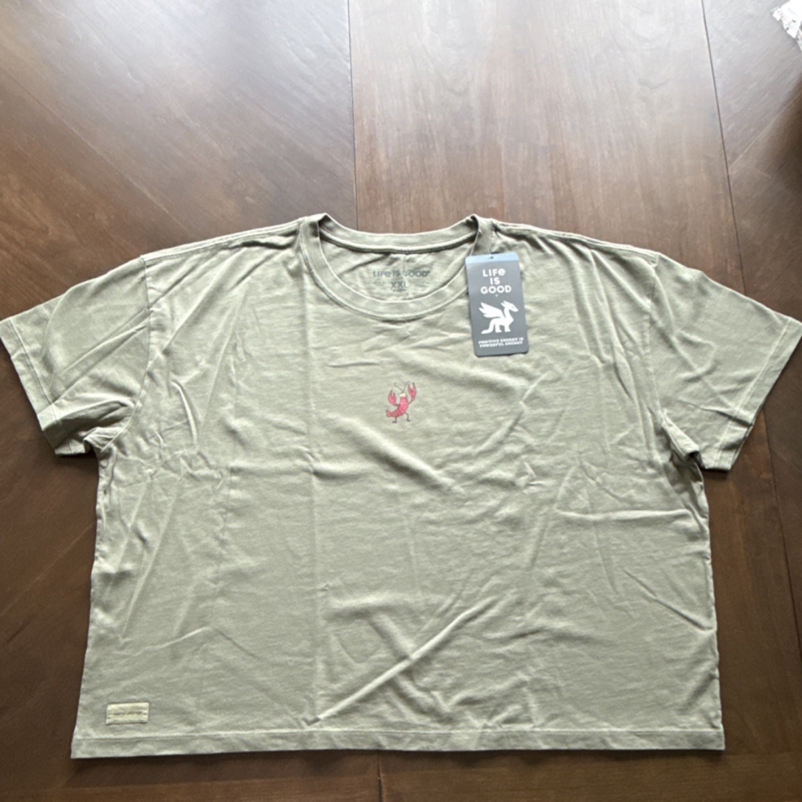 Life is Good Women’s 2XL Olive Cotton Crew Neck Lobster Graphic Tee Life is Good Women’s 2XL Olive Cotton Crew Neck Lobster Graphic Tee