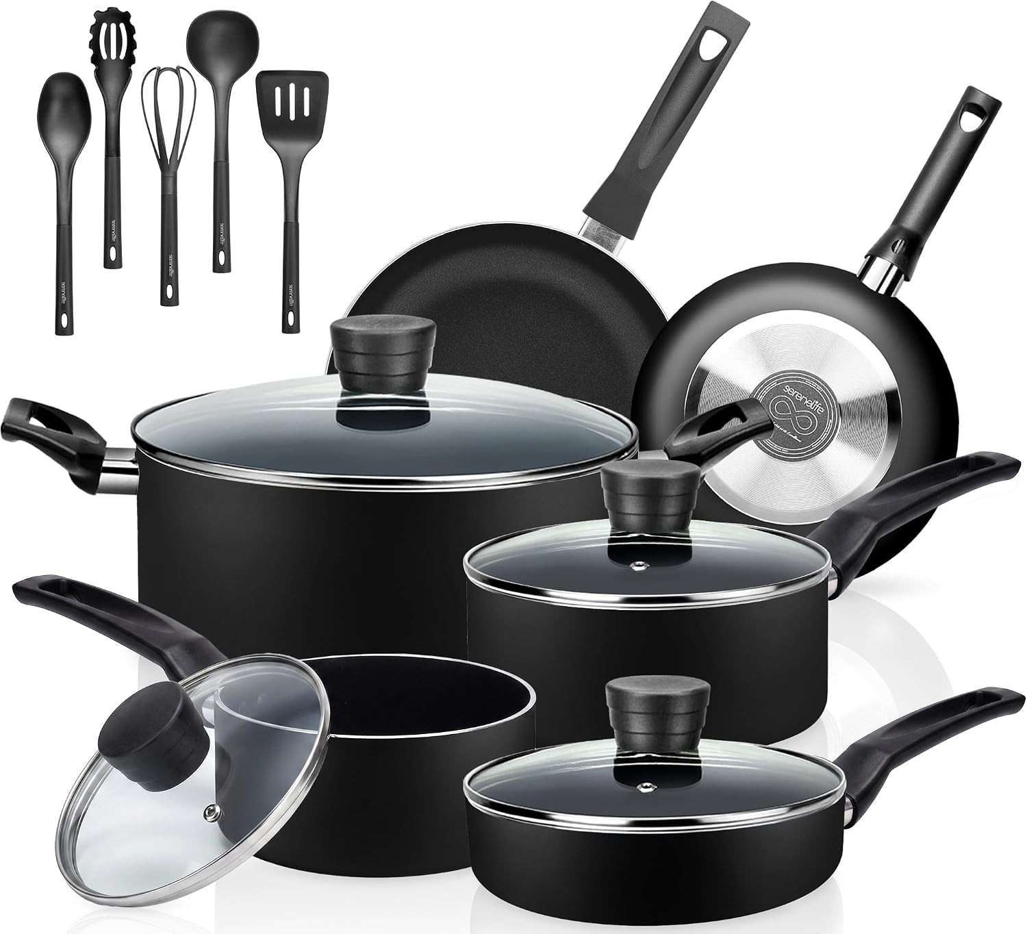 Kitchenware Pots & Pans Basic Kitchen Cookware Black Non-Stick Coating Inside