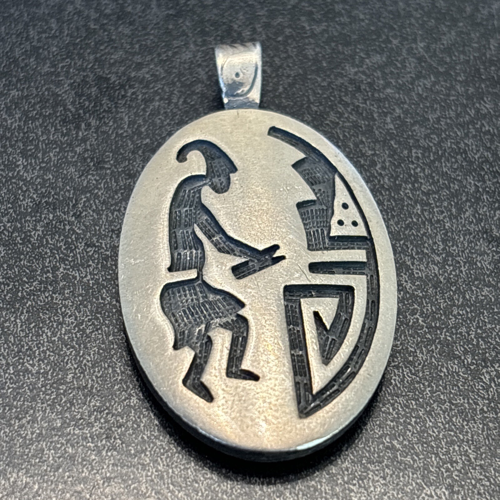 Alde Qumyintewa Hopi Vintage Reversible Sterling Silver Pendant Overlay Cy