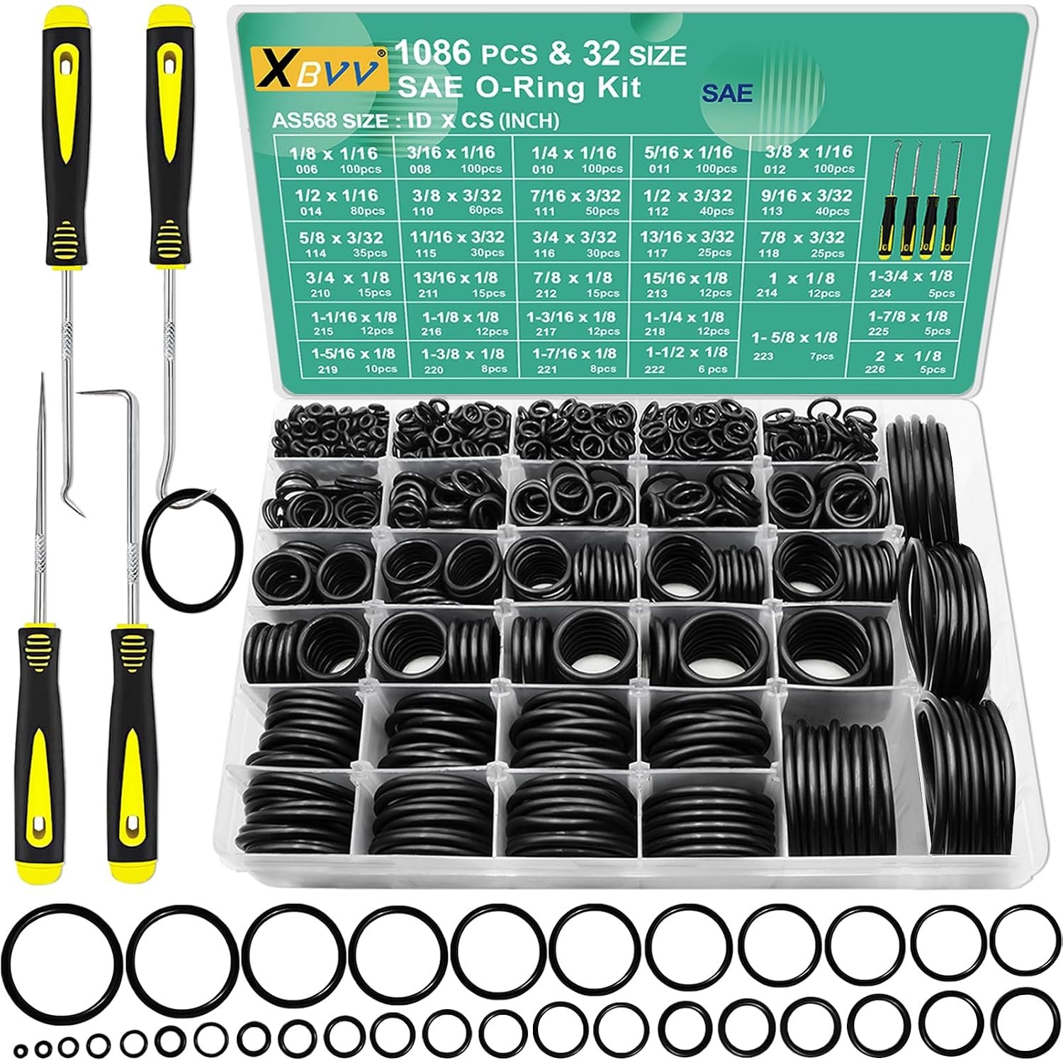 32 Size SAE O Ring Assortment Kit 1086 Pcs Standard Buna-N Rubber O'ring Set ... 32 Size SAE O Ring Assortment Kit 1086 Pcs Standard Buna-N Rubber O'ring Set ...
