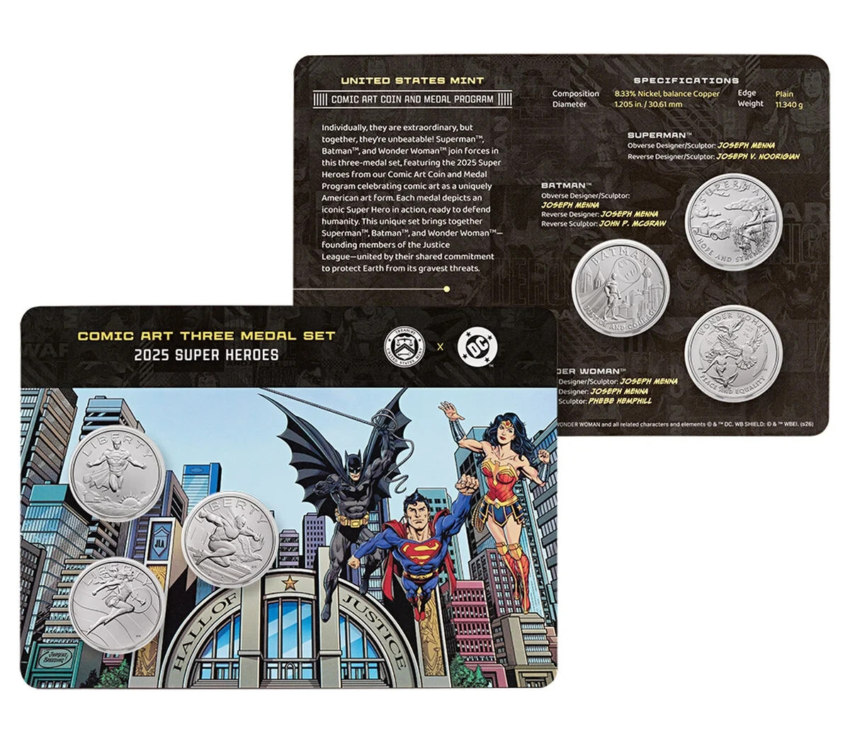 2026 (2025) D.C. Action Comics Super Heroes Three Medal Set In OGP w/COA In Hand