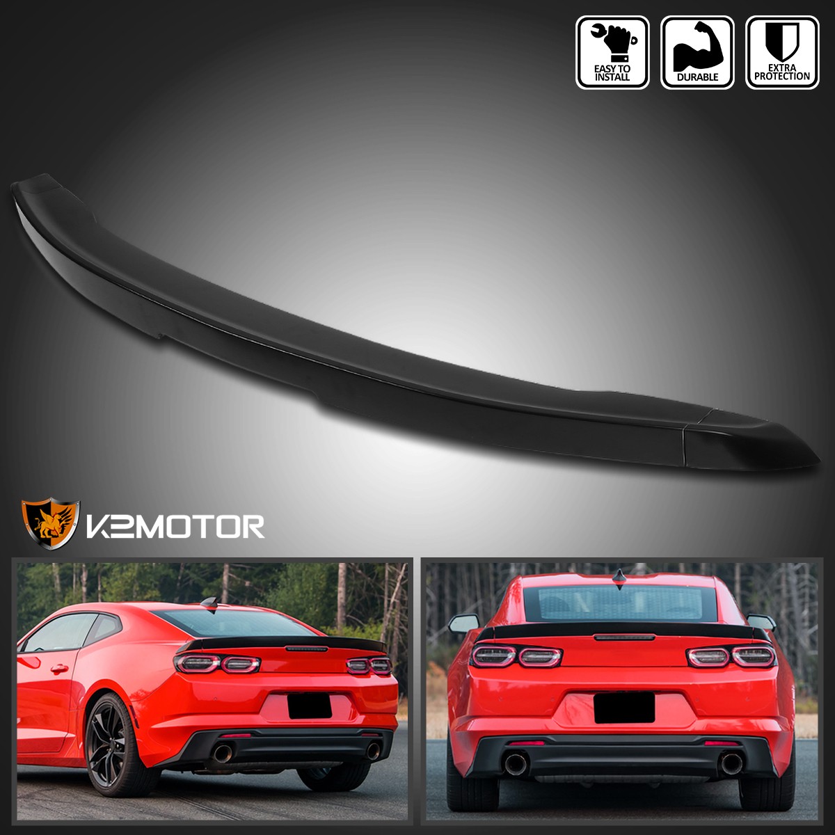 Fits 2016-2020 Chevy Camaro Matte Black 3 Pieces Blade Rear Trunk Wing Spoiler Fits 2016-2020 Chevy Camaro Matte Black 3 Pieces Blade Rear Trunk Wing Spoiler