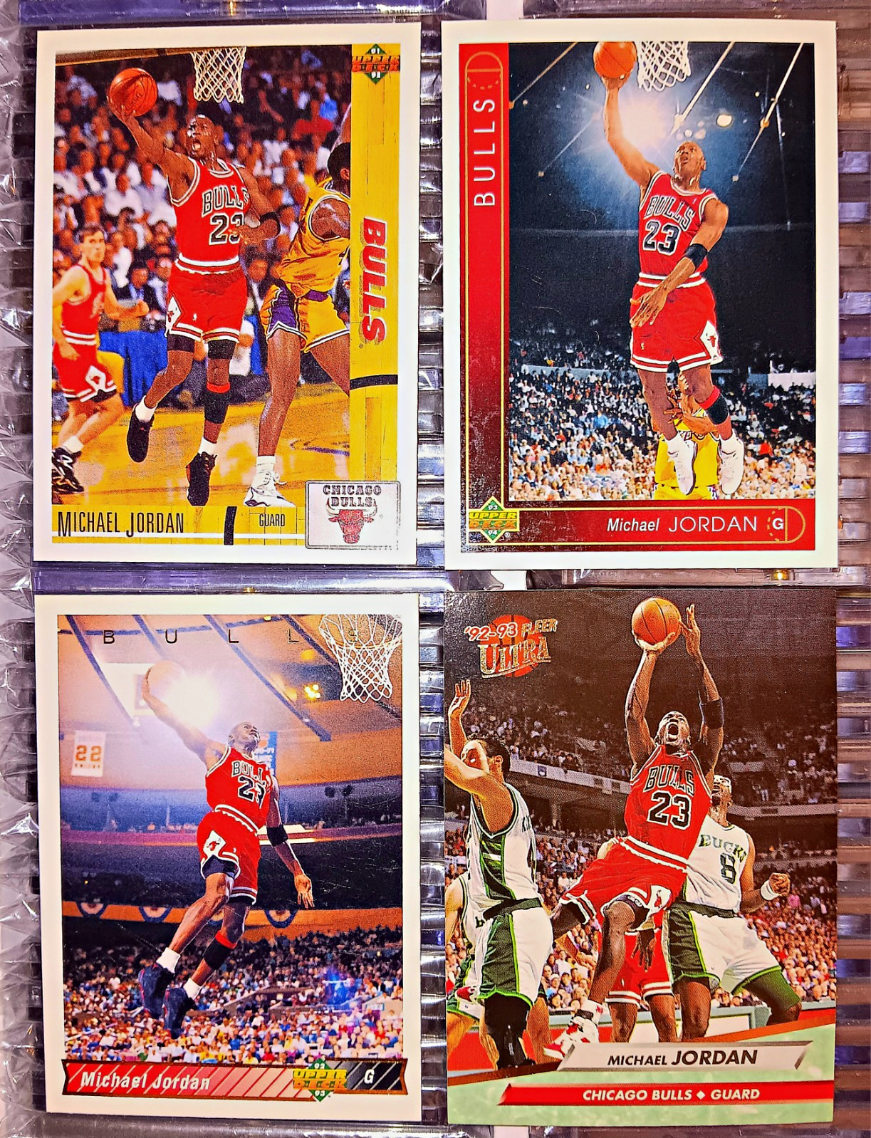 Michael Jordan 4 Card Lots 1992-93 Upper Deck & Fleer Ultra Chicago Bulls NBA Michael Jordan 4 Card Lots 1992-93 Upper Deck & Fleer Ultra Chicago Bulls NBA