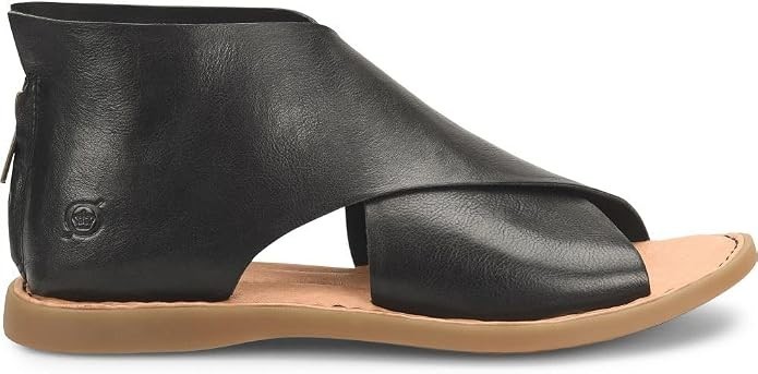 BORN IWA Women\'s Natural Sole Flat Sandal, Black - US 8.5