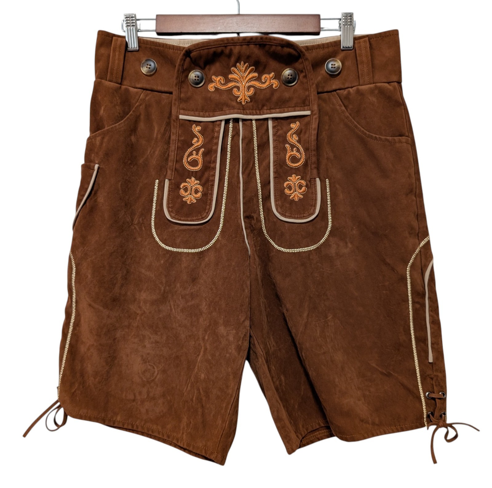 Adisno Mens Size 46/US S? Brown Faux Suede Oktoberfest Lederhosen Shorts Adisno Mens Size 46/US S? Brown Faux Suede Oktoberfest Lederhosen Shorts