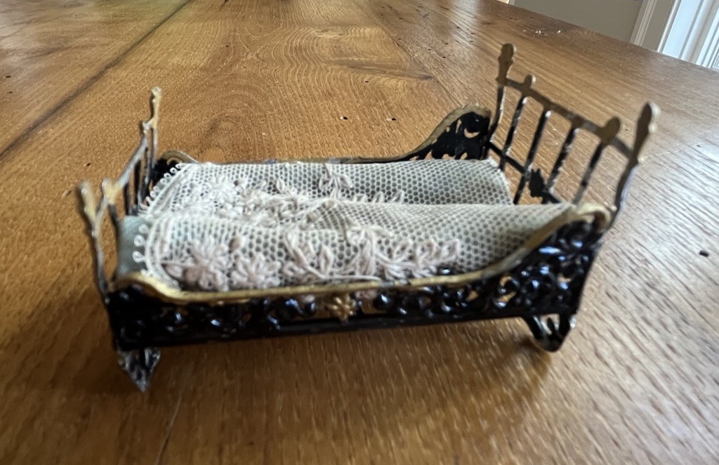 Antique Simone Rivollet Dollhouse Bed Miniature Ornate
